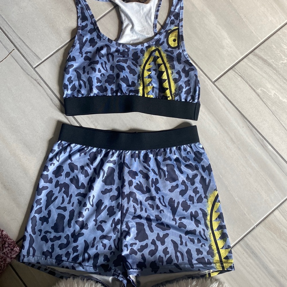 Matching sports bra and shorts set